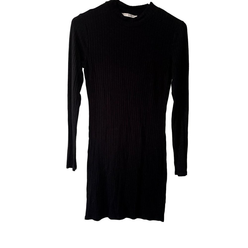 Heart and hips black ribbed sweater dress long sleeves winter warm comfortable t